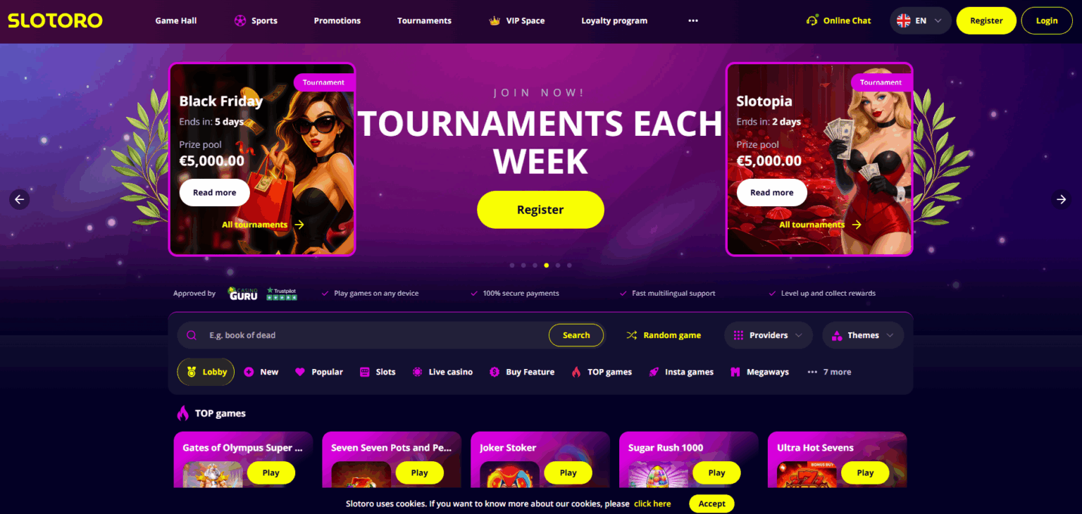 ontvang Slotoro Casino nieuwe speler bonus promotie