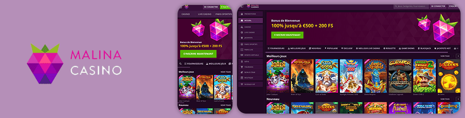 nouveau Malina Casino casino mobile bannière promotionnelle
